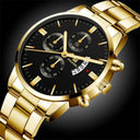 Men's Stainless Steel Calendar Quartz Watch Elegant Timepiece