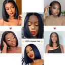 Premium Human Hair Lace Front Bob Wig - 4x4 Glueless Style