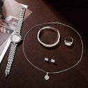 Rhinestone Quartz Women's Hip Hop Watch Set Elegant Jewelry