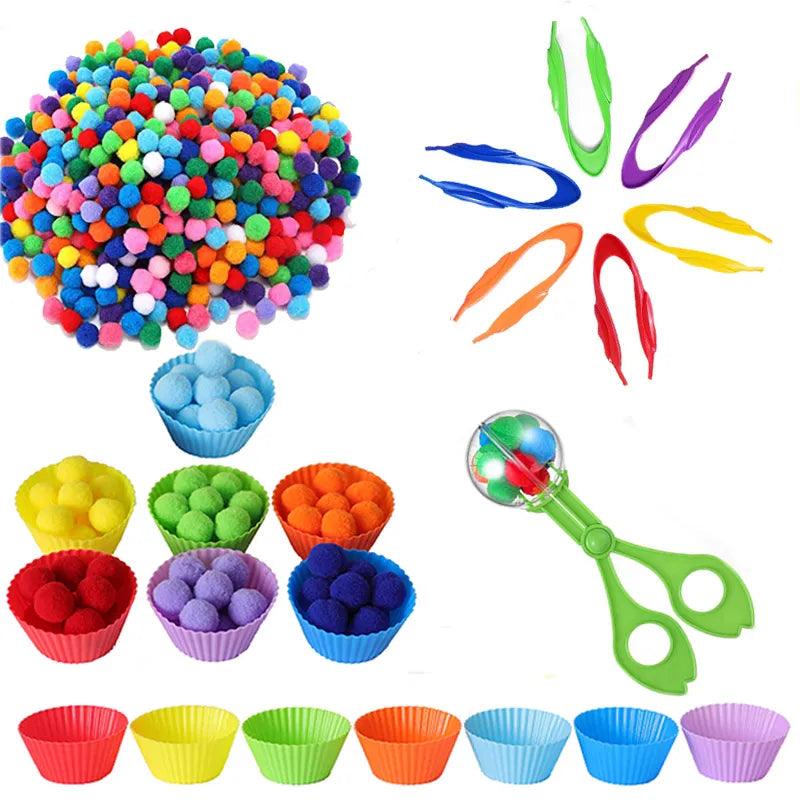 Children's Colorful Plush Ball Sorting Game for Fine Motor Skills  ourlum.com   