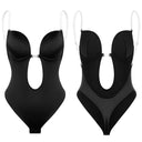 Backless Deep V Neck Thong Bodysuit Bra - Invisible Shaper Push Up & Waist Trainer