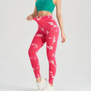 Seamless Tie Dye Bleach Yoga Leggings with Tummy Control & Butt Lift  ourlum.com   