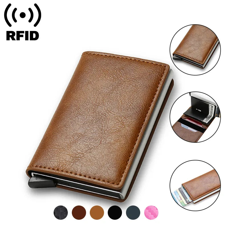 RFID Slim Leather Wallet: Stylish Bank Card Holder with Protection  ourlum.com   