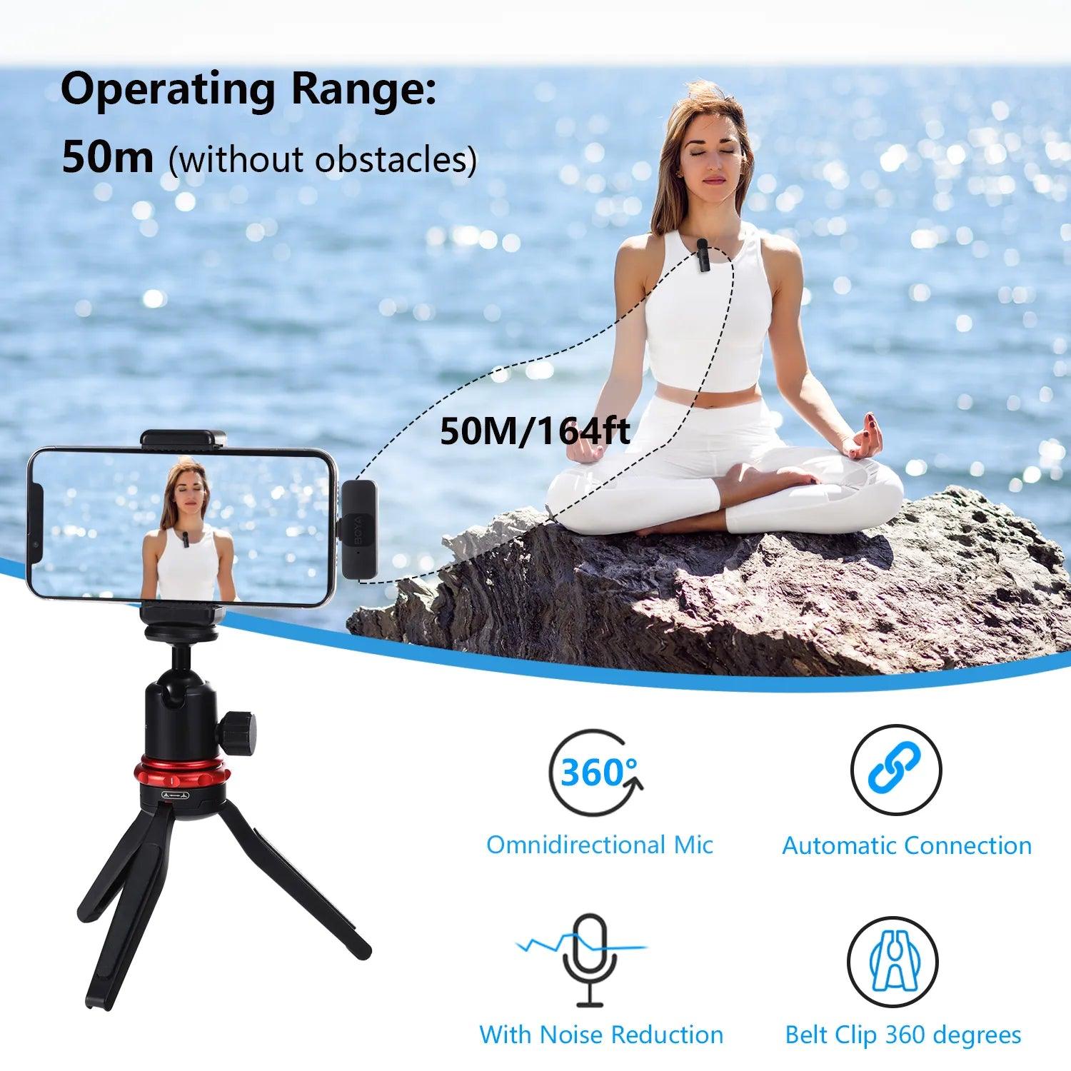 Professional Wireless Lavalier Microphone Kit for iOS and Android Devices  ourlum.com   