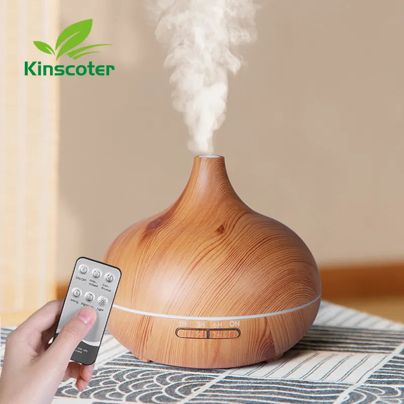 500ml Wood Grain Aromatherapy Diffuser with Remote Control  ourlum.com   