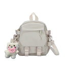 Fashion Kawaii Mini Backpack Women Shoulder Bag for Teenage Girls Multi-Function Small Bagpack Ladies Travle School Backpacks  ourlum.com Light grey Free Doll 