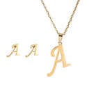 Fashion Stainless Steel Alphabet Initial Necklace Set For Women