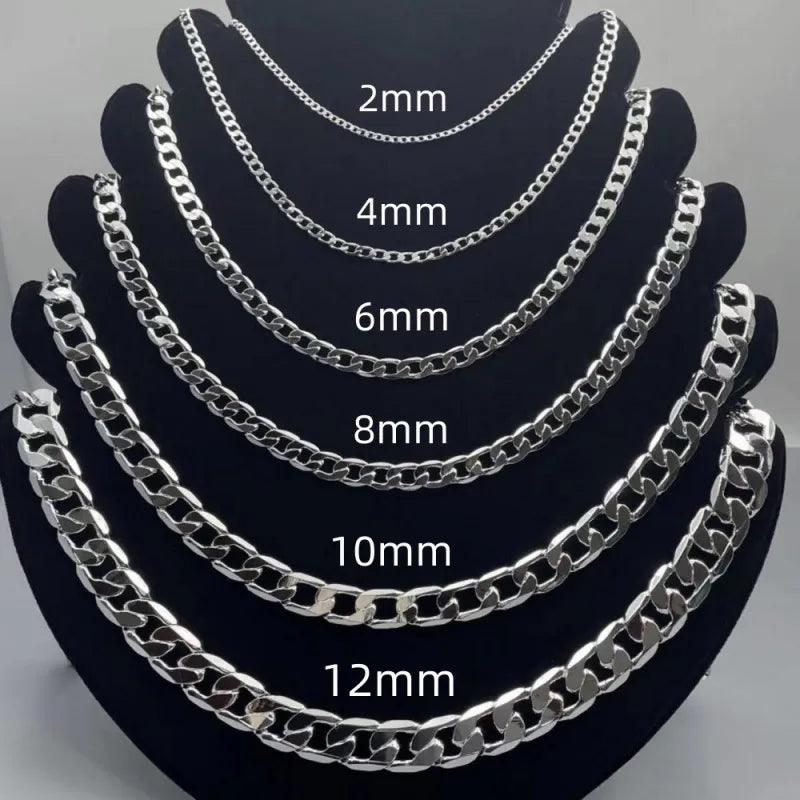 925 Sterling Silver Face Chain Necklace for Men and Women - Elegant Jewelry Gift with Lobster Clasp  ourlum.com LN027-2mm 40cm 