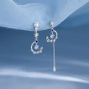 2023 Korean New Light Luxury Zircon Moon Star Earrings