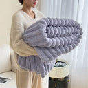 Simplicity Solid Color Thick Wide Strip Blanket for Winter