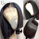 Indian Straight 4x4 Bob Lace Closure Wig Blunt Cut Highlight