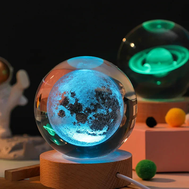USB Luminous Atmosphere Lights Crystal Ball Night Light Colorful Galaxy Saturn Moon Lamp Party Birthday Gifts Bedroom Decoration  ourlum.com   