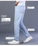 Brand Top Classic Style Men Light Blue Denim Trousers