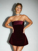 Elegant Off-Shoulder Velvet Gown Luxe Female Party Attire