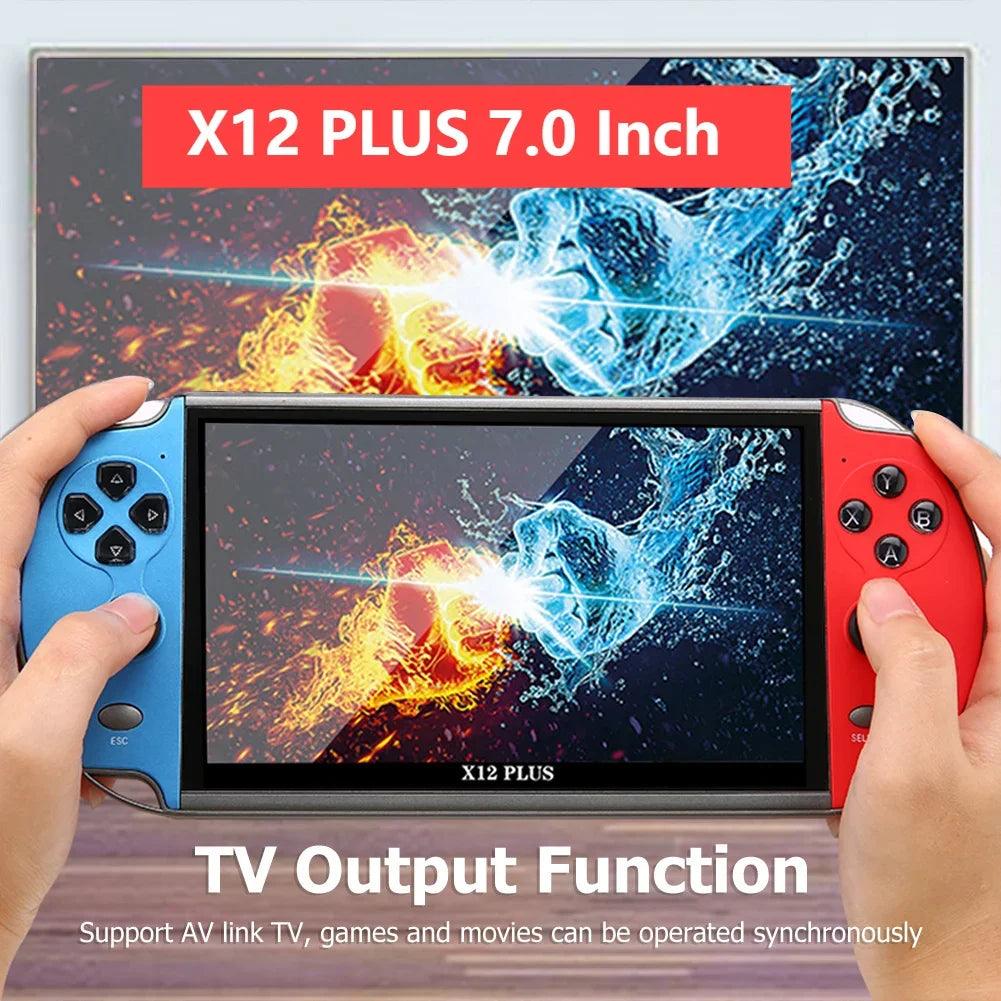 X12/X7 Plus Handheld Game Console 7 inch HD Screen Handheld Portable Video Player Built-in 10,000 Classic Video Games Console  ourlum.com   