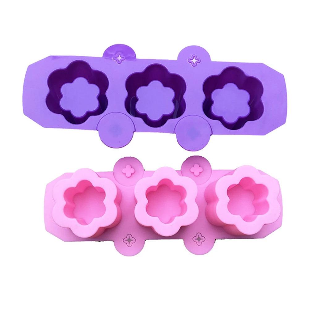 3 Cavity Plum Blossom Succulent Flowerpot Mold Ice Tray Silicone Concrete Planter Cement Pot Molds Handmade Garden Tools