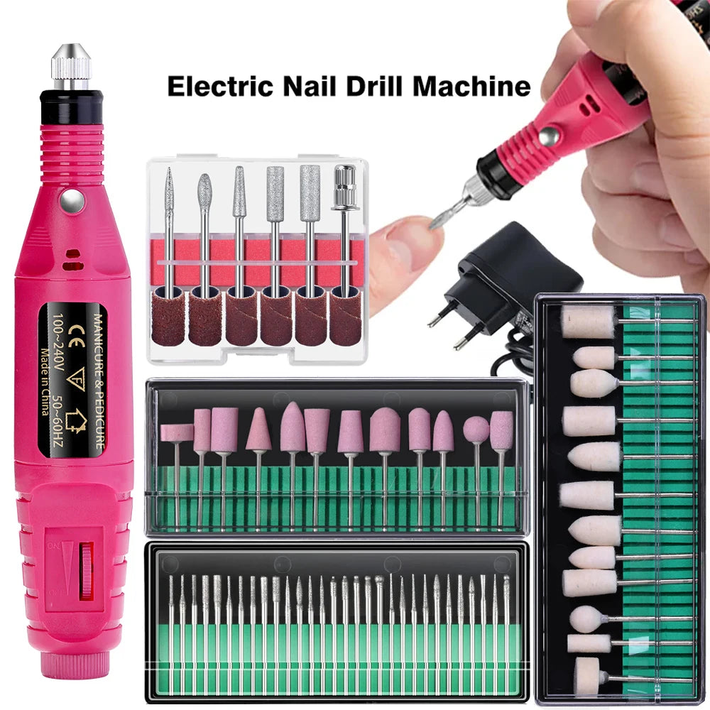 Portable Professional Electric Nail Drill Machine Manicure Tools Pedicure Drill Set Family Nail File Nail Drill Equipment