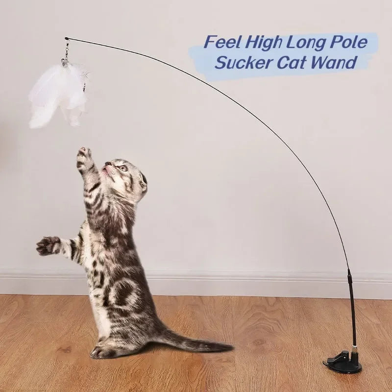 Cat Feather Interactive Wand Toy: Safe Material, Powerful Suction, Fun Exercise  ourlum   