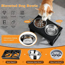 Adjustable Elevated Dog Bowls for Medium to Large Dogs: Comfortable Slow Feeder Bowl & 3 Heights  ourlum.com   