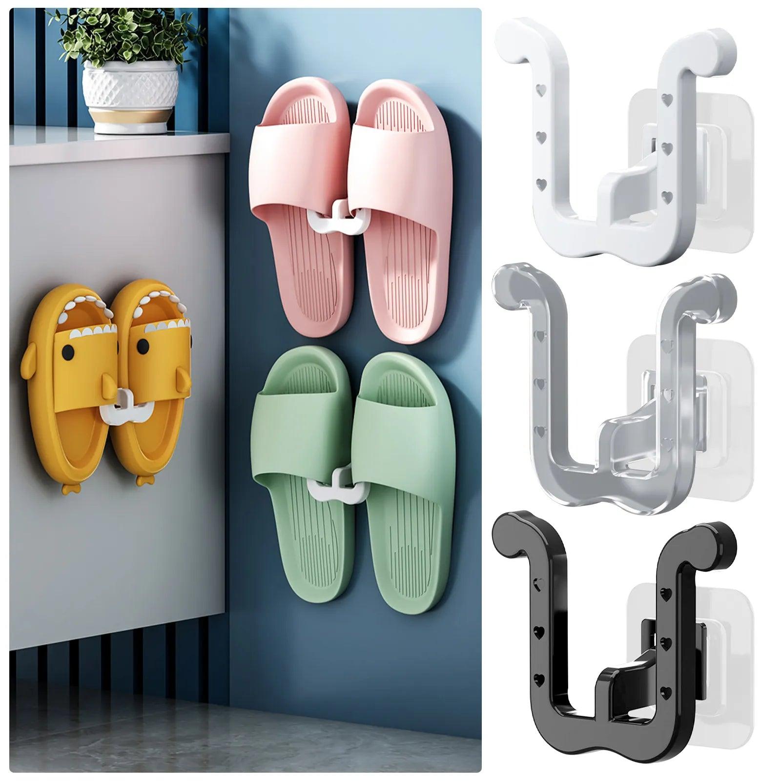 Slippers Organizer Wall Mount Shoe Storage Rack with Drainage - Bathroom & Bedroom Space Saver  ourlum.com   