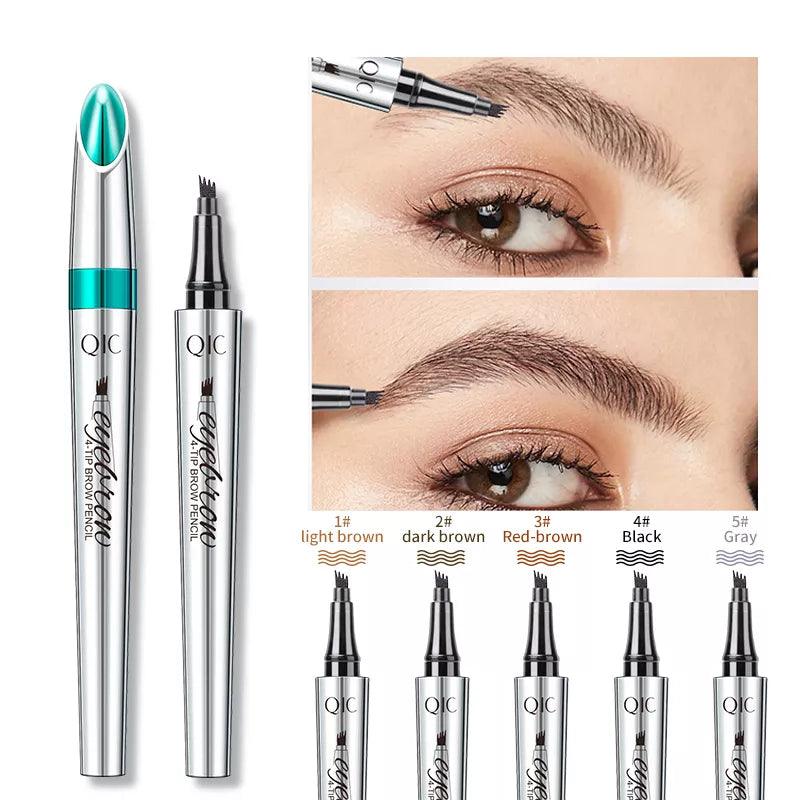 QIC Four-Jaw Ultra-Fine Liquid Eyebrow Tattoo Pencil Waterproof And Sweat-Proof Dark Brown Liquid Brow Pen Makeup Cosmetics  ourlum.com   