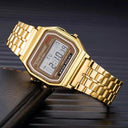 LED Steel Band Wristwatch Stylish Alarm Stopwatch Timepiece