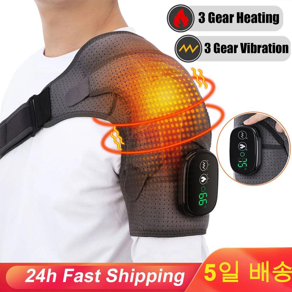 Electric Heating Shoulder Massager Vibration Massage Shoulder Brace Support Belt Elbow Neck Knee Massager Warm Heating Pad