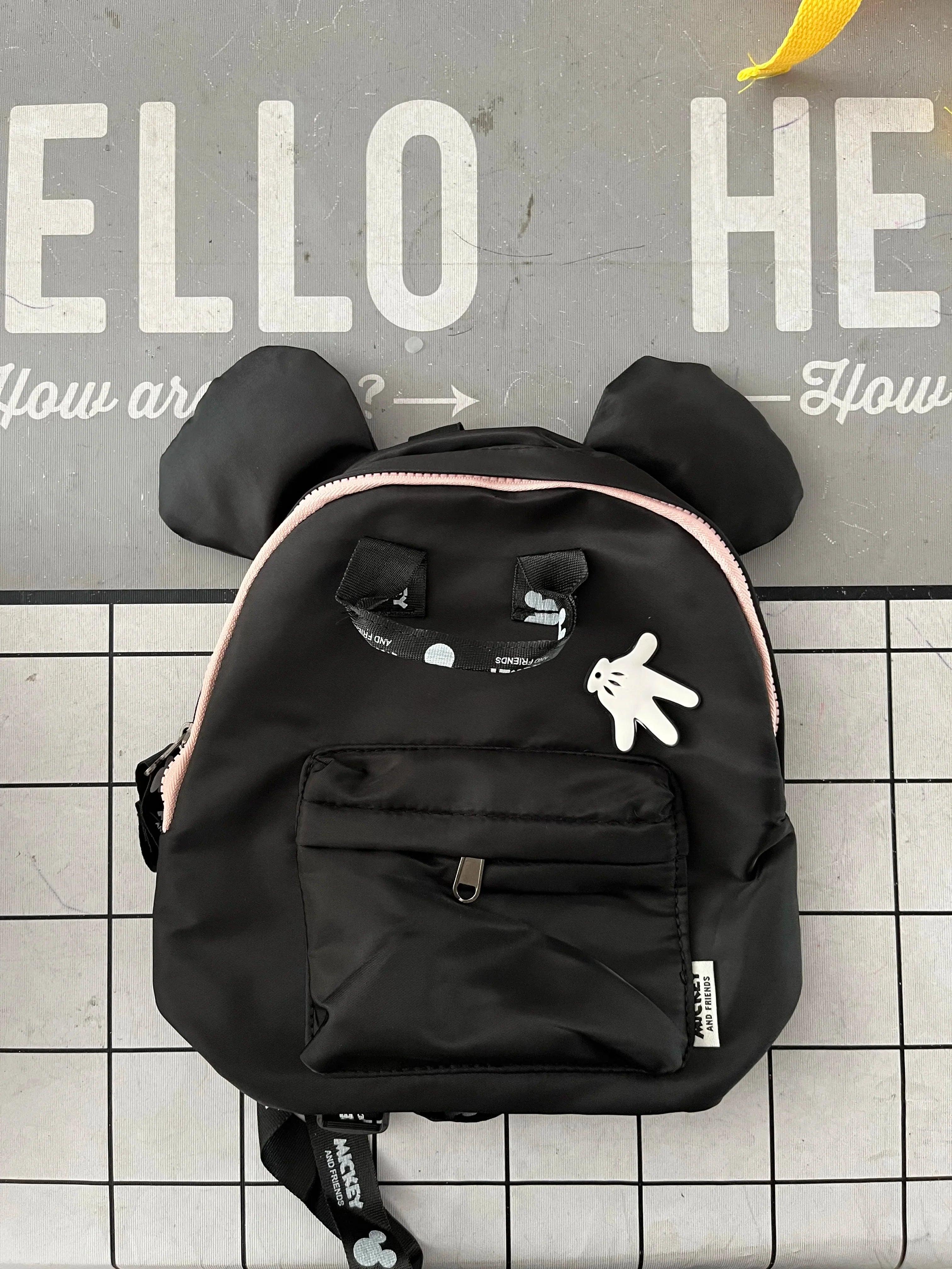 New Style Children's Bag Girls Boys Disney Brand Mickey Mouse Backpack Black Nylon Zipper Two Shoulders WaterProof Schoolbag  ourlum.com   