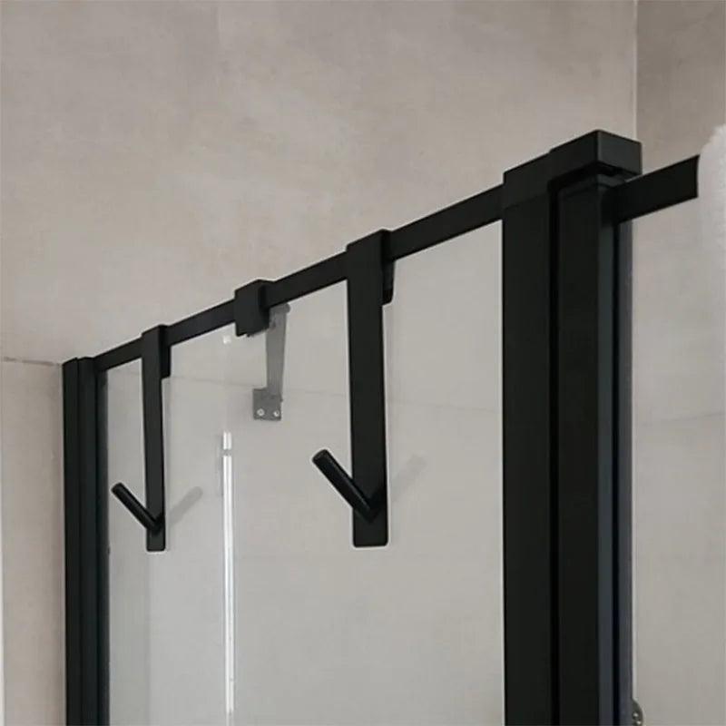 S-Shaped Stainless Steel Over Door Towel Rack with Hooks for Bathroom Storage  ourlum.com   