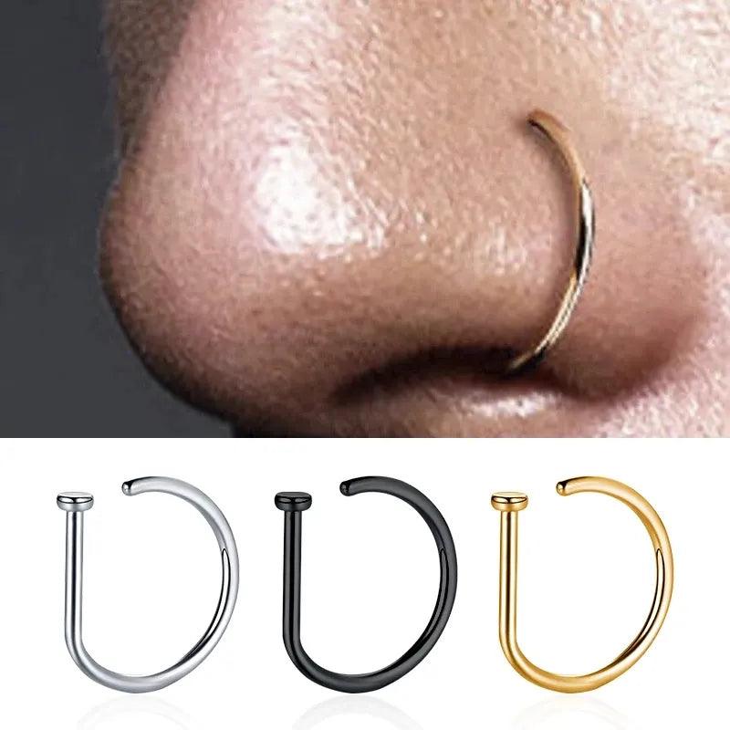 Punk Style Stainless Steel Fake Nose Ring Earrings - Unisex Geometric Design  ourlum.com   