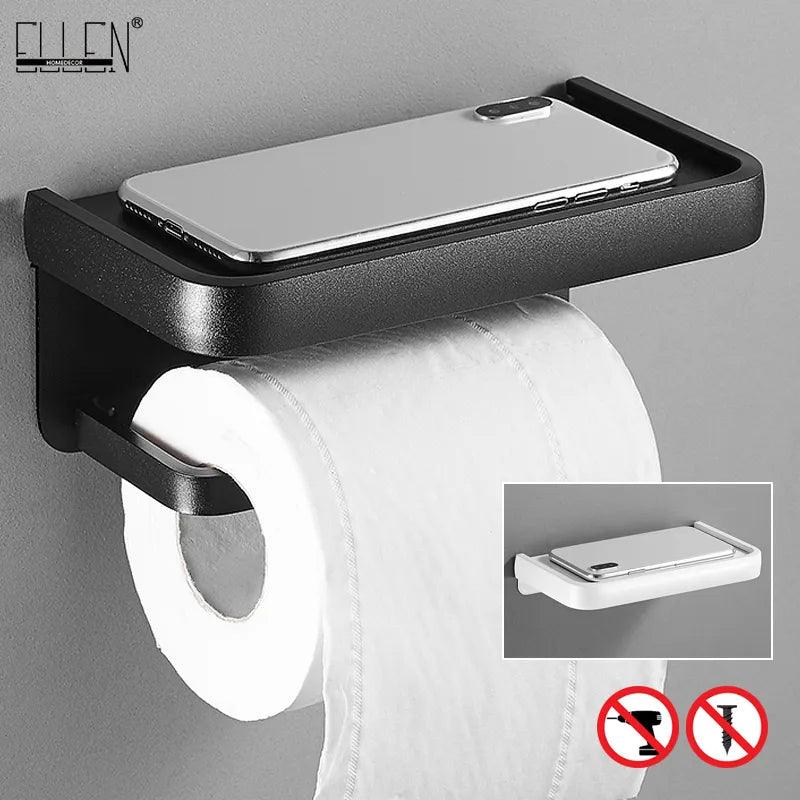 ELLEN Black Toilet Paper Holder with Storage Shelf: Chic Bathroom Organization  ourlum.com   