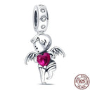 Heart Shaped Sterling Silver Charm Bead - Zircon Adorned Pandora Bracelet Pendant  ourlum.com PAC096  