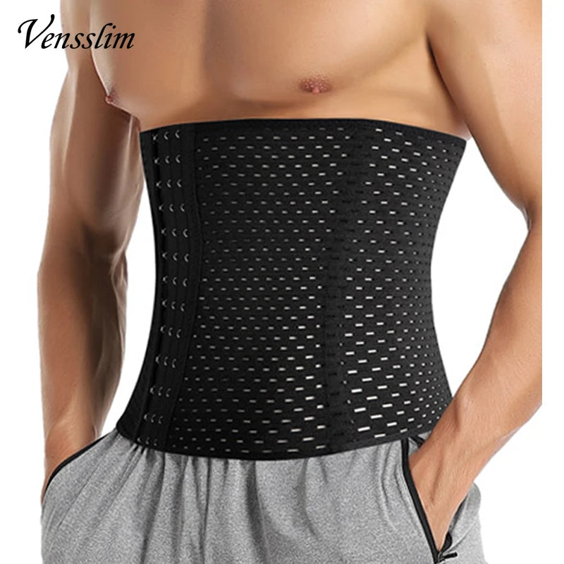 Vensslim Men Slimming Body Shaper Waist Trainer Trimmer Belt Abdomen Belly Corset Tummy Control Fitness Compression Shapewear