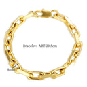 Thick Stainless Steel Cuban Link Jewelry Set Waterproof Gold Plated Hiphop Style