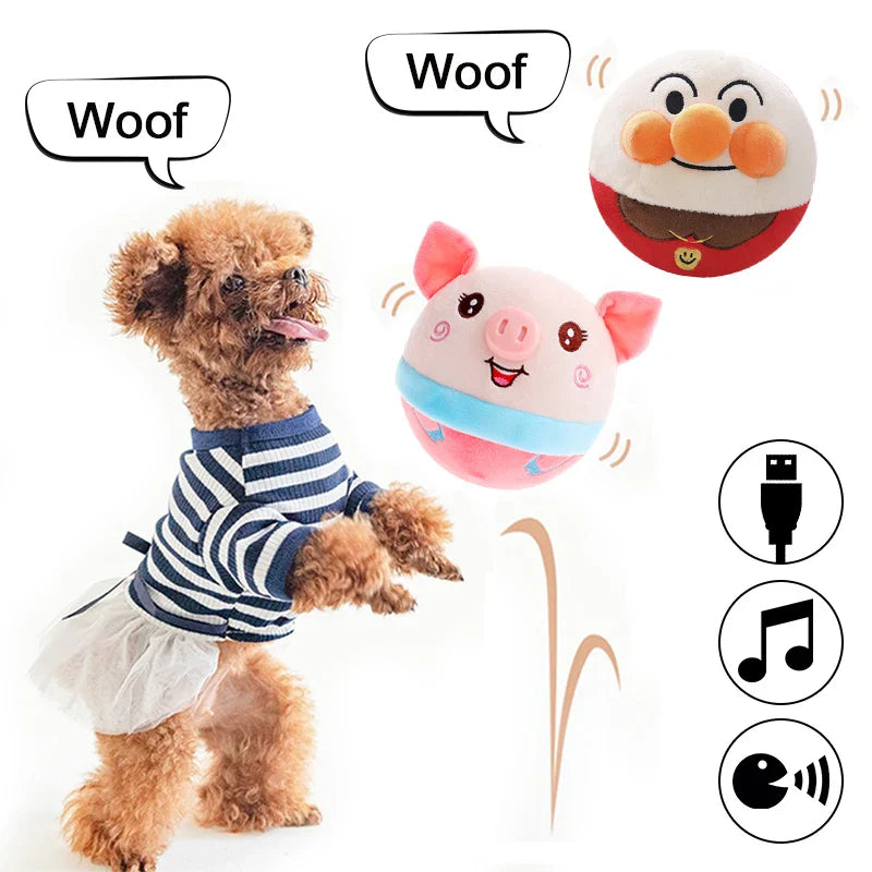 Dog Interactive Plush Toy Ball: Engaging, Washable, USB Rechargeable  ourlum.com   