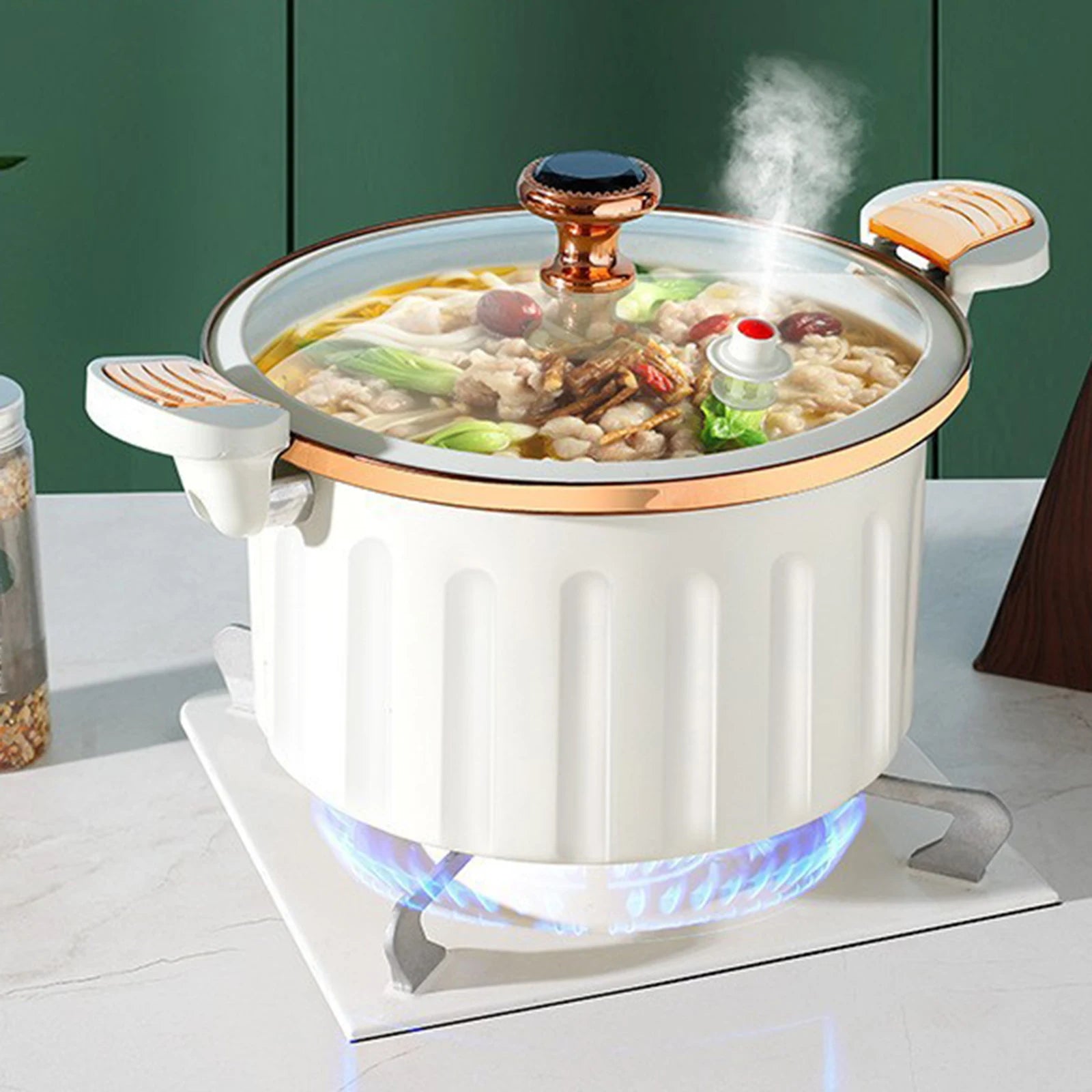 8L Korean Enamel Micro Pressure Soup Pot - Non-Stick Stewing & Boiling Pot with Double Ear Handles