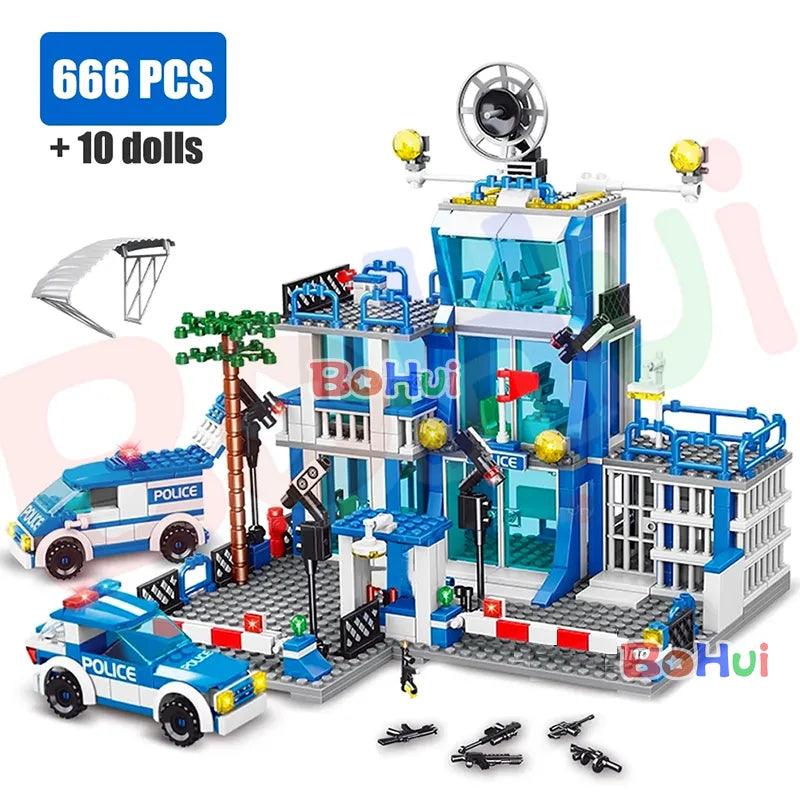 SWAT City Police Station Building Blocks Toy Set for Kids - DIY Military Adventure Kit  ourlum.com 666PCS - With Bag  