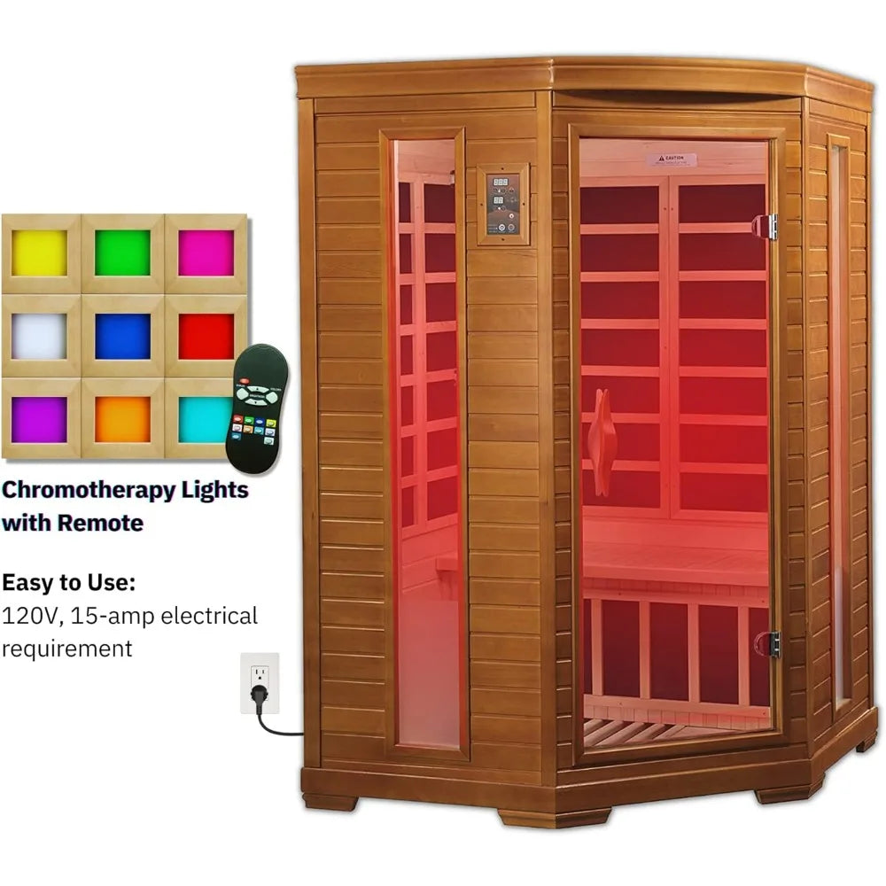 Dynamic Corner Infrared Sauna for Two - Eco-Friendly Low EMF Home Spa, 49" x 48" x 76"