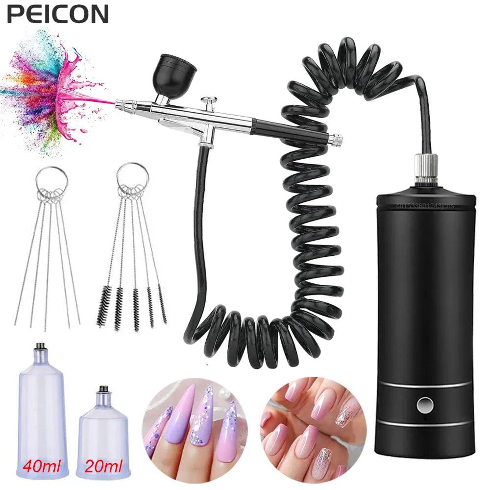 Airbrush Nail With Compressor Portable Air Brush Nail Paint Compressor For Nails Art Cake Painting Craft Airbrush Compressor  ourlum.com   