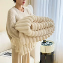 Simplicity Solid Color Thick Wide Strip Blanket for Winter