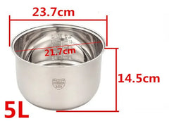 304 Stainless Steel Non-Stick Rice Cooker Inner Pot - Durable Cooking Liner Replacement Accessory