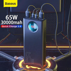 Baseus 30000mAh Power Bank with 65W PD Fast Charging for Laptops, Tablets, and Smartphones