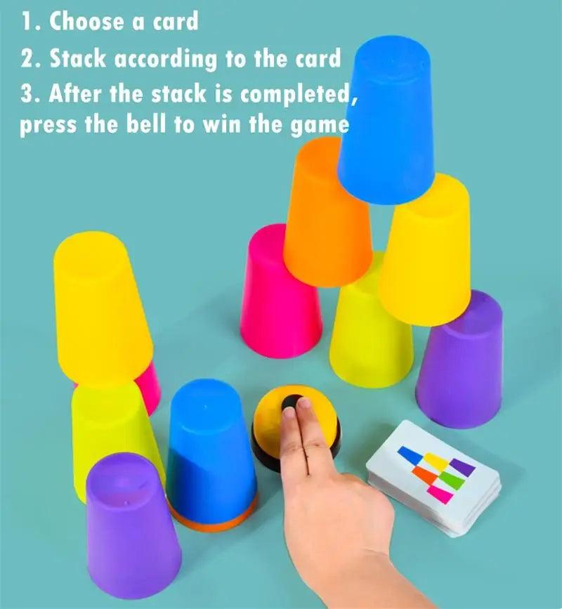 Montessori Stack Cup Game: Educational Color Logic Training Kids  ourlum.com   