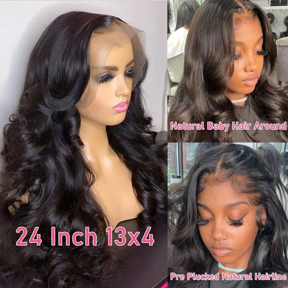 Luxurious Body Wave Lace Front Wig with HD Transparent Lace - 100% Brazilian Human Hair