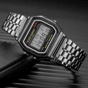 LED Steel Band Wristwatch Stylish Alarm Stopwatch Timepiece