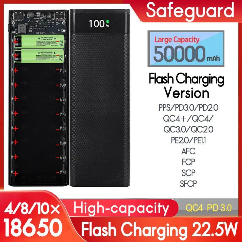 Upgrade Quick Charging 22.5W QC PD 3.0 type c Power Bank Case battery box 4/8/10*18650 battery Holder Charging Box Phone Charger  ourlum.com   