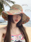 Color Woven Hollowed Women's Summer Seaside Straw Hat