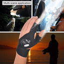 Half-Finger Fishing Gloves Led Flashlight Waterproof Tool