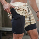 Men's Camo 2-in-1 Quick-Dry Training Shorts for Summer Fitness and Jogging