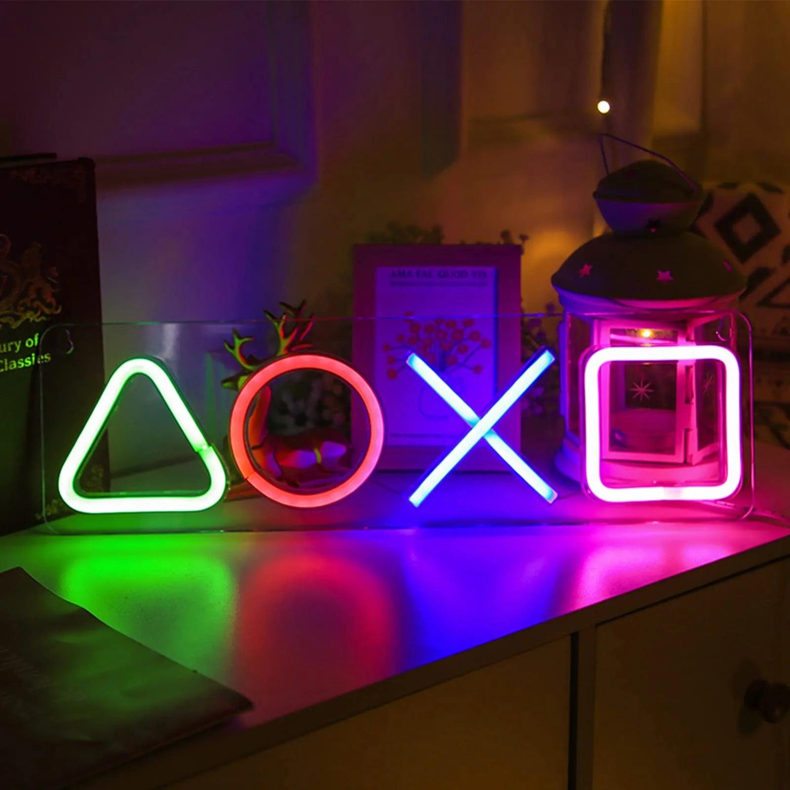 Custom PS4 Game Icon Neon Sign Light - Personalized LED Wall Hanging Atmosphere Lamp for Colorful Room Decor  ourlum.com   